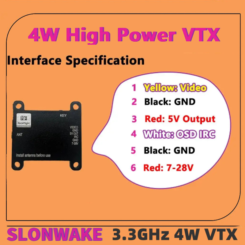 SLONWAKE FPV 3.3G 16CH 4000mW  – обзор и цена Fpv Drone Transmitter