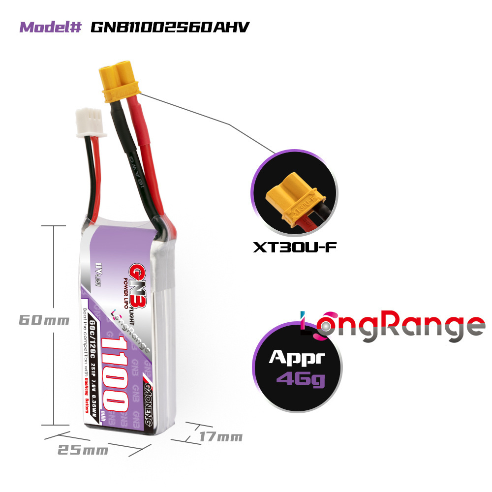 GNB 1100mAh 2S 3S 4S 6S 60C/12 – обзор и цена Fpv Drone Esc
